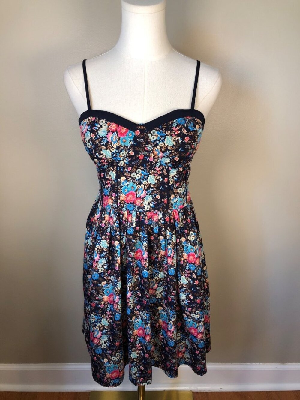 Band of Gypsies Corset Waist Floral Sun Dress Cottagecore Boho Coquette Size M
